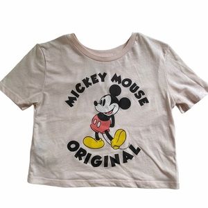 PINK MICKEY MOUSE DISNEY CROPPED TSHIRT / SIZE S